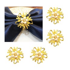 냅킨 링스 진주 꽃 냅킨 버클 펄 실버 골드 웨딩 크리스마스 생신 냅킨 링은 Pearl Flower Napkin Rings Serviette Buckle Gold Silver, 스타일 1-4 PCS