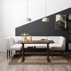 [삼익가구]라세느 리빙다이닝 4인 원목 식탁세트(패밀리형), 브라운