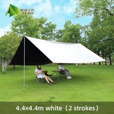 블랙코팅타프 헥사 하비 렉타 타프 차박 캠핑, 4.4x4.4m화이트[2봉]