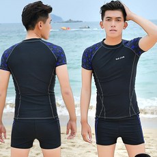 kirahosi 남성 수영복 빅사이즈 수영 스포츠 반팔 탑 복서 트렁크 정