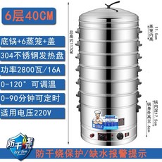 대형찜솥 대용량 대형 전기 찜기 찜냄비 스텐 만두 대게 킹크랩 업소용 가정용, 2층, 6단 40CM 304 발열판