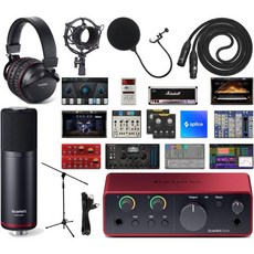 Focusrite Scarlett Solo Studio 4세대 2x2 USB 오디오 인터페이스 풀 스튜디오 번들스칼렛 헤드폰 포함 및 XLR 케이블 쇼크 마운트 콘덴서 마이크
