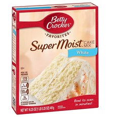 Betty Crocker Super Moist Cake Mix White - Pudding Betty Crocker 슈퍼 모이스트 케이크 믹스 화이트 - 믹스 푸딩 16.25온스(, 460g, 4개