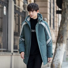 겨울 트렌드 후드 야상 패딩 방한 화이트 오리털 패딩 남성 하프 기장