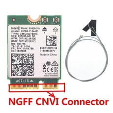 Intel 9560NGW 802.11ac NGFF 용 듀얼 밴드 무선 AC 9560 : CNVI 2.4G / 5G 2x2 WiFi 카드 Bluetooth 5.0 +, 02 with antennas