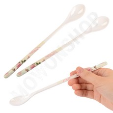 멜라민 티스푼 롱 도자기 머들러 자개 스푼 긴숟가락 자개숟가락, 1개