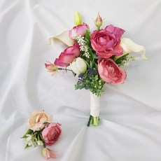사운즈 핑크장미부케 브라이덜샤워 셀프웨딩 화동 돌잔치 스냅촬영 꽃다발