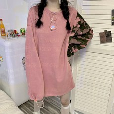 느슨한 슬림 한 중간 및 긴 위장 조끼 여성용 조수 색상 매칭 라운드 넥 드로스트링 디자인 감각 bf 바람 긴 소매 재킷