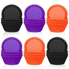 Whaline 300pcs 핑크 컵케이크 라이너 그라데이션 포장지 일회용 종이 베이킹 컵 3가지 스타일 웨딩 브라이덜 베이비 샤워 생일 파티를 위한 홀더, black purple orange