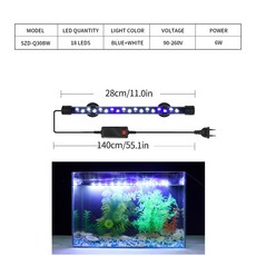 수족관 cm 방수 58 조명 18 장식 성장 LED 90 260V 어항 램프 잠수정 수중 클립 식물, 28cm BlueWhite Light_영국 플러그, 1개