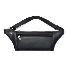 AZMON 슬림핏 미니 가죽 힙색 가방 다용도 방수 초경량 가벼운 크로스백 허리에 매는 가방, 블랙