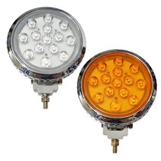 LED 14구 써치라이트/CAP-100/백색/황색/프리볼트/원형14구/12V~40V/전차종가능/써치등/12V 24V겸용/LED 14발 파워라이트/안개등/작업등, 황색, 1개