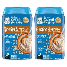 Gerber 거버 아기 이유식 그래인 & 그로우 오트밀, 오트밀 맛, 227g, 2개