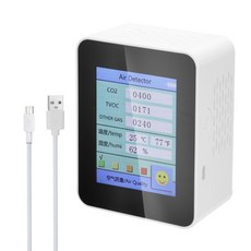 CO2 감지기 가정용 대기 질 모니터 이산화탄소 측정기 TVOC 값 전기 수량 온도 습도 가스 분석기, 유형 1 흰색