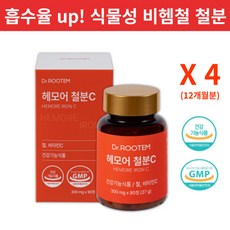 여성 남성 빈혈 고함량 철분제 어지럼증에 좋은 영양제, 4박스, 90정