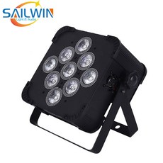 9x12W LED RGBW 4 인 1 전원 무선 LED 플랫 파 슬림 파 라이트 디스코 무대 조명 충전 LED 무대 조명, 1개