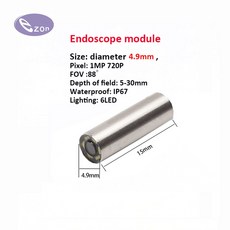 산업용 조향 내시경 1MP USB 모듈 직경 4.9mm FOV88 IP67 방수, 1개
