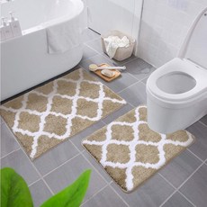 CNTCSM 욕실 미끄럼 방지 매트 화장실 입구 물흡수 매트 가정용 화장실 출입문 매트 모로코 카펫, 미색, 51x76, 1개