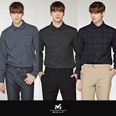 * [이월] [MILLET GOLF] NEW 밀레골프 울라이크 기모 체크 셔츠 남성 3종세트
