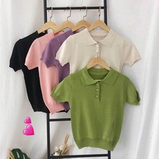마켓지니로드여름 니트 티셔츠 여자 카라 여름 데일리 오피스룩 여름반팔니트 여성니트 반팔니트 니트카라티 여성반팔니트[부재시*문자요망]