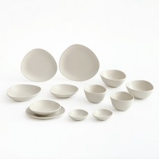 에라토 조약돌 2인 홈식기세트 12p, 크림, 식기 12p, 1세트 크림, 7종