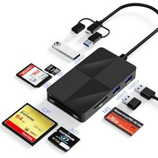 iPhone용 USB 3.0 포트가 3개 추가된 메모리 스틱 프로 듀오 어댑터 SD TF Compact Flash MS XD 사진용 카드 리더 8개 OTG 읽기 포트 동시 지원, 1개