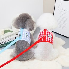 강아지 옷 체크 애완동물 강아지 고양이 옷, S, 블루, 1개