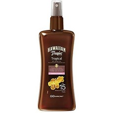 유럽 하와이안 트로픽 프로텍티브 드라이 스프레이 오일 - Aceite Seco Bronceador con Protección Baja SPF 10 셀프 태닝 오일 크림 스프레이, SPF 15, 1개