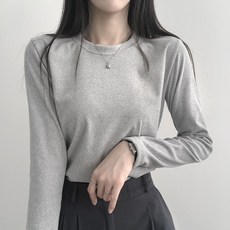 리리의감각 [1+1할인] 여성 겨울이너 기본 라운드 기모 긴팔 티셔츠