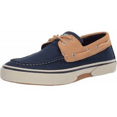 [290mm] Sperry 남성용 Halyard 2-Eye 캔버스 보트 슈즈 Navy / Tan 11