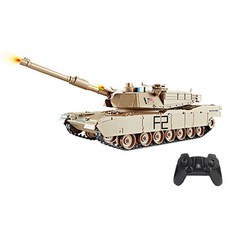 RC 탱크 전투 군사 세계 대전 360 ° 회전 터렛 대형 원격 제어 토이 자동차 촬영 총알 모델 전자 소년 토, 01 M1 Yellow