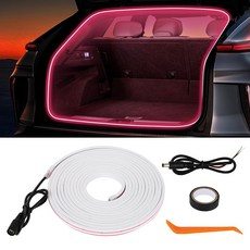 자동차 LED 스트립 조명 트렁크 주변 화이트 색상 6000K 299cm11811인치 유연한 쉬운 설치 방수 범용 핏 SUV 및 밴용, 118.11 inches, 핑크/10000K