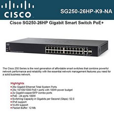 Cisco Systems SG250-26HP-K9-NA SG250-26HP 24-Port 기가비트 Ports (12 wi, 상세내용참조