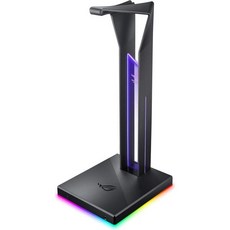 ASUS ROG Throne Qi 게이밍 헤드셋 스탠드 무선 충전 2개의 USB 포트 Aux 입력 안정적이고 안전한 보관을 위한 아크 디자인 몰입형 오디오를 내장 DAC 앰프, Stand