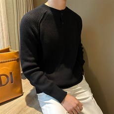 POMTOR 가을 겨울 퓨어 칼라 캐주얼 도톰 스웨터 남 풀오버 자카드 이너 니트 상의