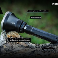Cyansky H5 사냥 손전등 18650 Cree 1300lm LED 토치 초강력 충전식 전술 캠핑 램프 화이트 그린 레드, 01 H5, 1개