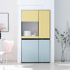  다올 맞춤 홈카페 비스포크 붙박이 주방 밥솥 커피포트 수납장 600, 모닝블루, 베이지 