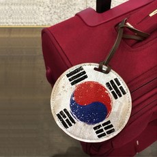 [바보사랑]태극기 수제 가죽 캐리어택
