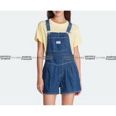 [리바이스] 쿨 플리티드 숏톨 청 멜빵 반바지 점프 슈트 블루 85889-0000 ( 85