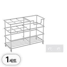 투데이리빙 대형 스텐 칫솔 꽂이 세트 무타공 욕실 치약 칫솔통 걸이 양치 컵 스탠드 수납 홀더 꽃이, R79155B(일반칫솔용-스테인리스, 1세트, 실버