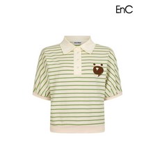 이앤씨 EnC 아이보리 스트라이프 하프 카라티 ENLW32401L