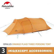 Nturehike 3-4명 초경량 가족 텐트 4계절 15d/20d/40d 패브릭 캠핑 하이킹, 3 Persons 210T