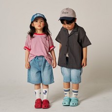 보네오네KC 잔줄랍빠-티셔츠 XS-JL 24여름 아동 주니어