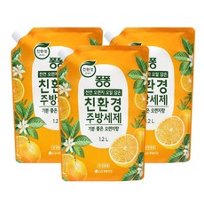 퐁퐁 친환경주방세제 오렌지 리필 1.2L, 3개