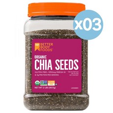 BetterBody Foods 베터바디푸드 오가닉 치아씨드 30회분 907g 3팩 Organic Chia Seeds, 3개