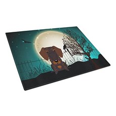 캐롤라인의 보물 BB2319LCB 할로윈 무서운 와이어 머리 Dachshund 초콜릿 유리 도마의 큰 12h x 16W 여러 가지 빛깔의