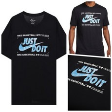 나이키 반팔티 남자 블랙 저스트두잇 블루 프린팅 농구 반팔 티셔츠 남성