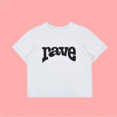 에이이에이이 RAVE 크롭 티셔츠 상의 화이트