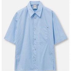 [우영미(잡화)] (당일) 24SS 우영미 백 로고 코튼 블루 반팔 셔츠 W241SH27