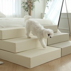 도그라피 반려동물 멀티폴딩 계단 3단 세트, 아이보리, 1개